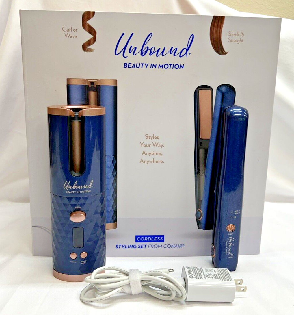 Conair Unbound Cordless Styling Set Auto Curler Flat Iron