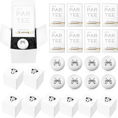 Groomsman Golf Gift Box - Balls, Tees & Invitation Cards (8 Sets)