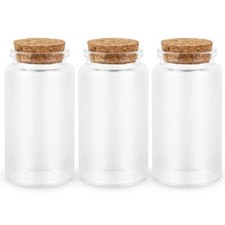 3PC100ML Empty Glass Jars with Cork Stoppers for DIY Art Crafts Projects