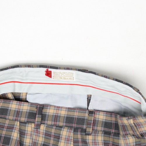 VTG Sears Odd Trousers Mens 36x29 Gray Beige Maroon Plaid Wool Blend - Picture 8 of 9