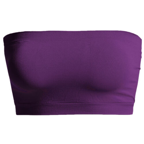 TheMogan Seamless Bandeau Bra Top Strapless Nylon/Spandex Stretch Bralette - Picture 103 of 119