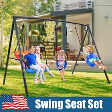 Metal Swing Set Kids Playground Heavy Duty Playset with 3 Swings  Swing A-Frame