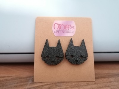 Streuner Videospiel Katze strukturiert schwarz 3D gedruckt Ohrstecker Set