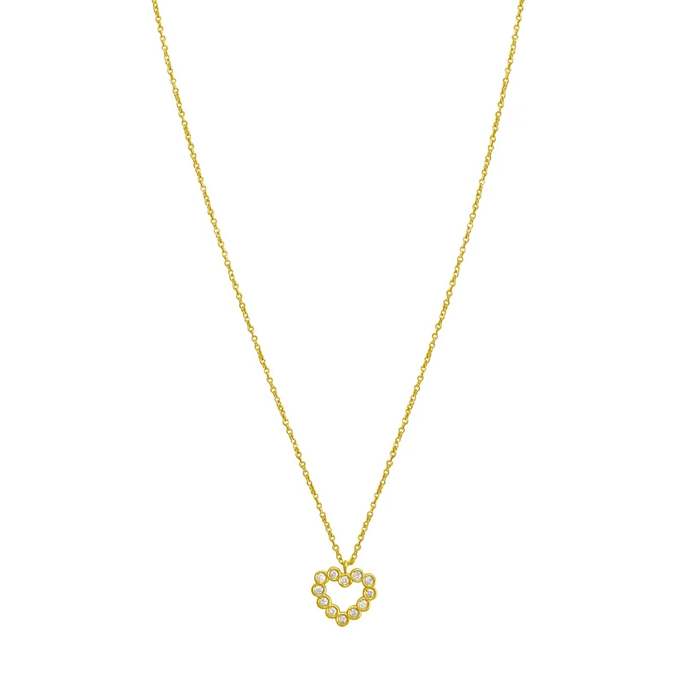COLGANTE DIJE CORAZÓN AMOR ORO AMARILLO 14K 0,05ctw diamante con cadena de 16"-18"