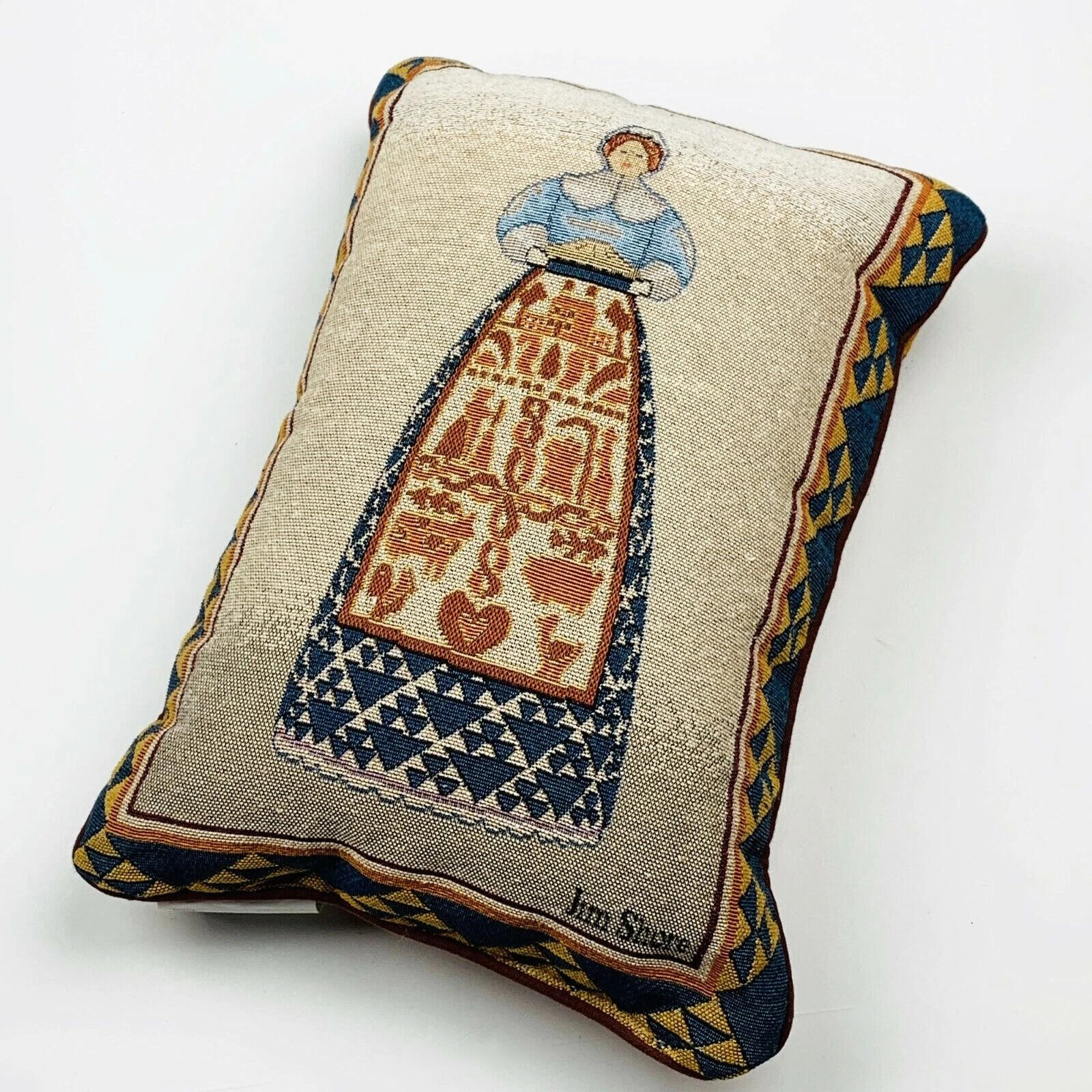 Jim Shore Thanksgiving Harvest Pilgrim Woman Rectangular Tapestry Pillow