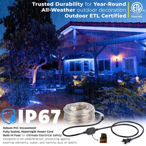 Assorted Sizes 110V LED Rope Extendable Flexible DIY Lighting Outdoor Christmas - Picture 5 of 92