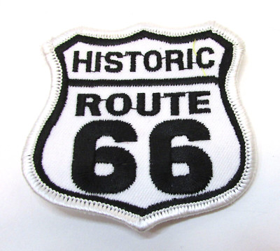 Shield Shaped Highway Sign Historic Route 66 New Black White Embroidered Patch