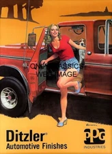 1980 PPG DITZLER PAINTS DAISY DUKES 12X16 POSTER PICKUP TRUCK PINUP CHEESECAKE