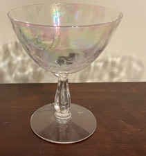 Fostoria Shell Pearl Champagne Sherbet Glass Iridescnt Loop Optc 4.5" stem 6055