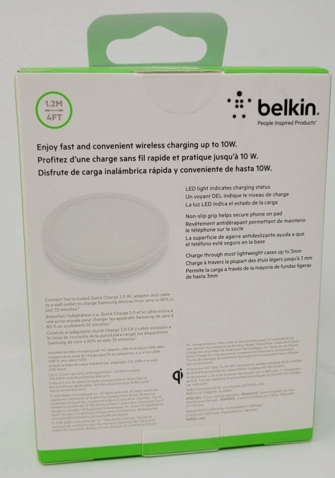 Almohadilla de carga inalámbrica rápida Belkin BOOST UP 10W para iPhone/Android, certificado Qi Foto 3 de 4