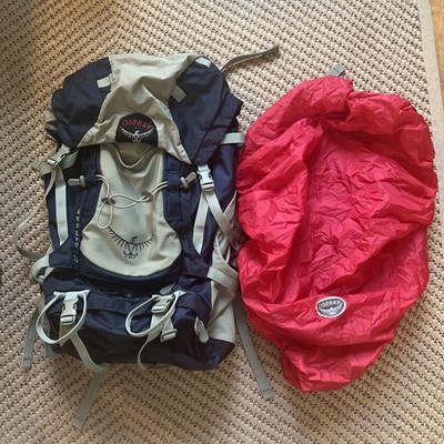 Osprey Kestrel 38 blau & grau Wanderrucksack Rucksack mit Regenschutz GRATIS P&P