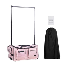 Uimoso 29-Inch Rolling Dance Bag with Garment Rack and Wheels for Travel - Pink