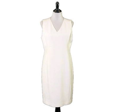 Elie Tahari White Dress Knit Birdseye Textured Classic Sheath Lined SIZE 14 | eBay Elie Tahari White Dress Knit Birdseye Textured Classic Sheath Lined SIZE 14 | eBay