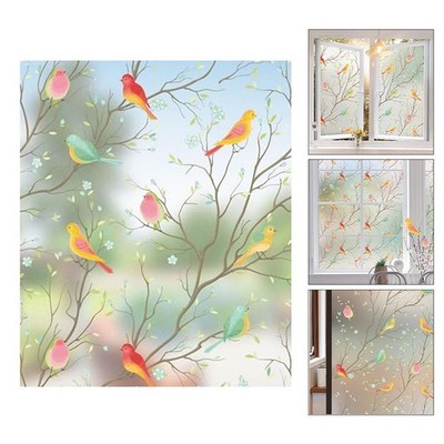 Sichtschutz Fensterfolie statisch haftend mit buntem Vogelmuster UV Block 45x300
