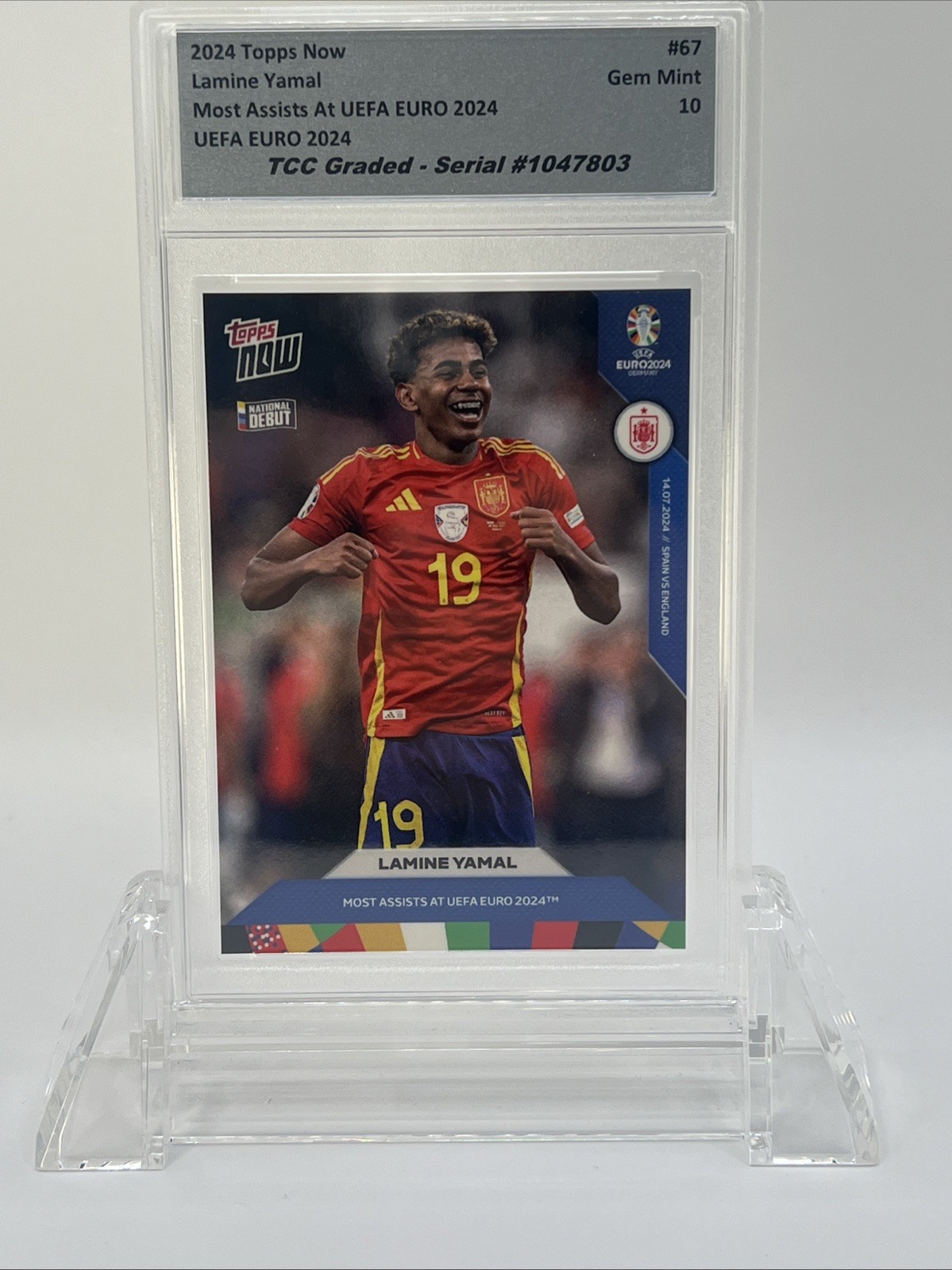 2024 Topps Now Lamine Yamal Young Most Assists EURO 2024 TCC Graded Gem Mint