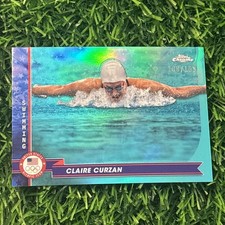 Claire Curzan 2024 Topps Chrome U.S. Olympics #168 Aqua Refractors #/199