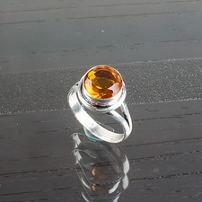 Citrine Gemstone 925 Sterling Silver Handcrafted Jewelry Wedding Ring For Women