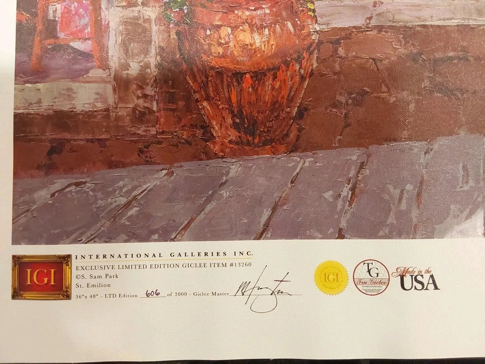 Giclee sobre lienzo S.SAM PARK "Street of St.Emillion" #1988/2000 sin marco Foto 2 de 3