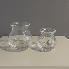 Vintage Dartington Glass Bud Vases Two Original Sticker 24% Lead Crystal 