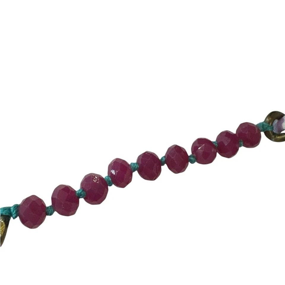 CHLOE & ISABEL Long Gold, green & purple Chain Beaded Necklace Crocheted - Image 4 of 4