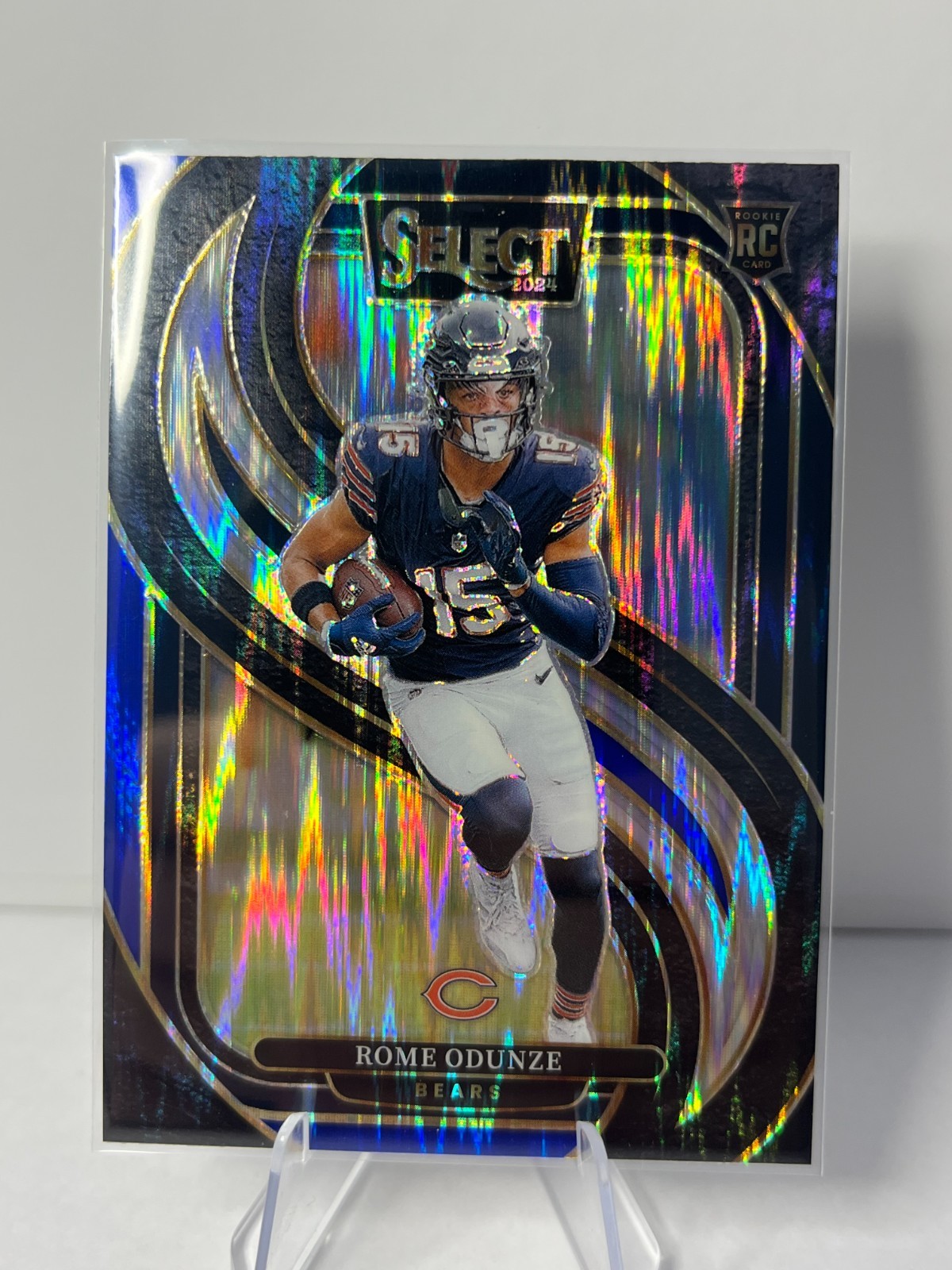 2024 Panini Select Premier Black & Blue Shock Prizm Rome Odunze RC #136 Bears