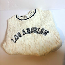 No Boundaries White Cable-Knit Girls Sweater Embroidered Los Angeles L 12-14 