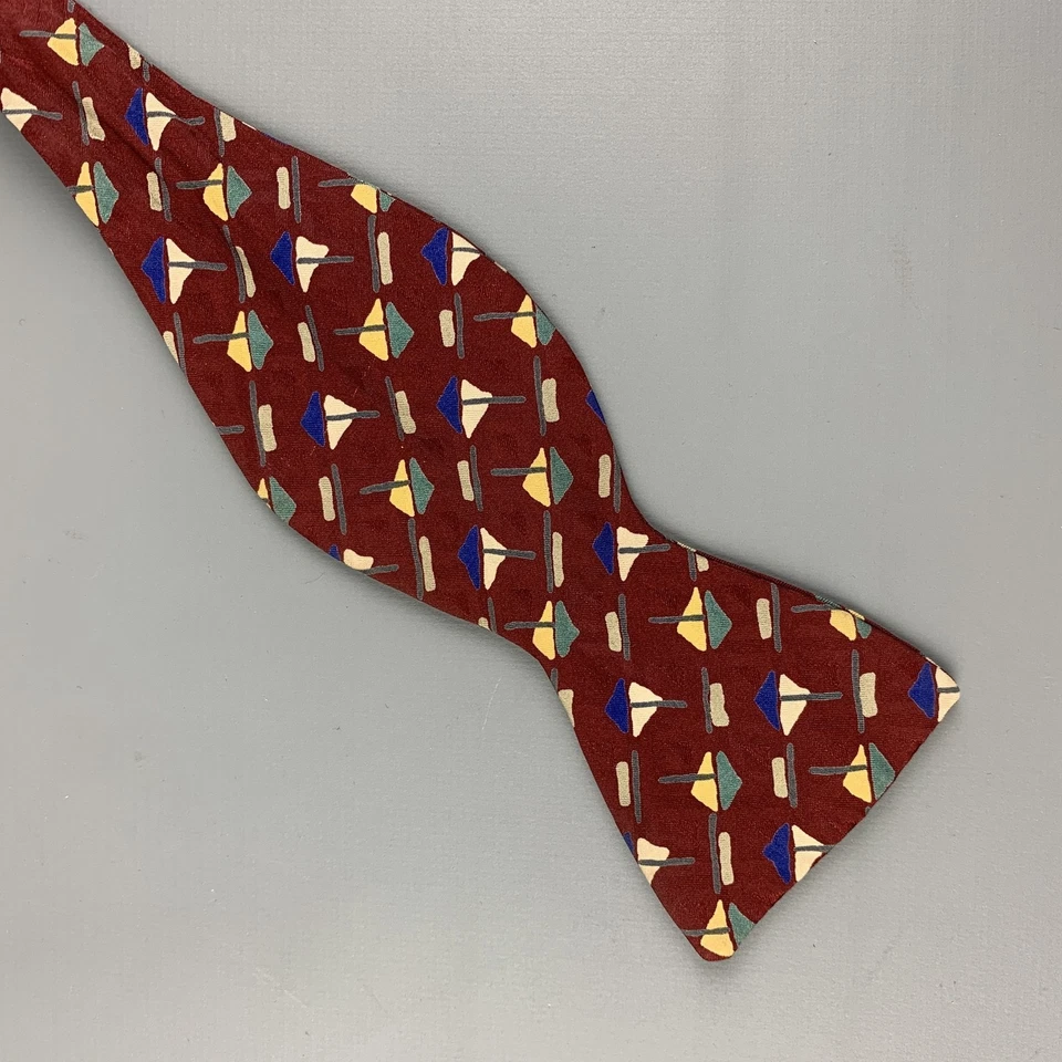 Corbata de seda con estampado azul borgoña XMI Foto 2 de 3