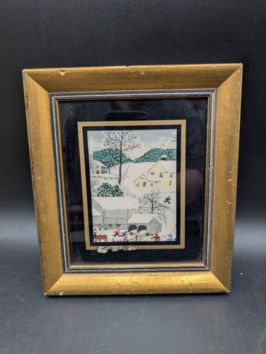 Small Framed Grandma Moses Print "Getting Ready For Thanksgiving" Fleck Bros NYC