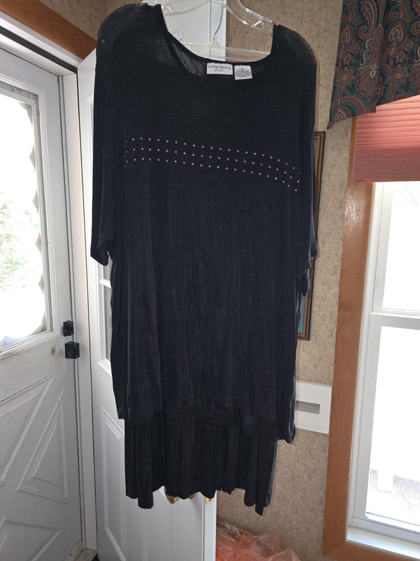 Womens Outfits (2 piece) Black Skirt & Top With Pink Accents Across Chest