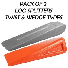 Pack Of 2 Log Splitting Wedges,1 x 2kg Grey Wedge+1 x 2kg Red Twist Wedge