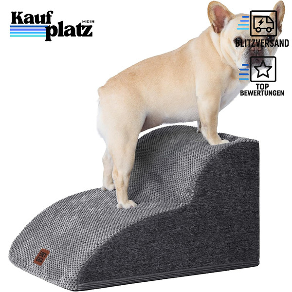 Hundetreppe 30 Cm Hoch 2 Stufen Rutschfest Waschbarer Bezug Grau FüR Kleine-image