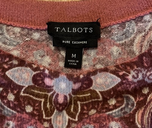 Talbots Cashmere Audrey Sweater Womens M Paisley Multi Print 3/4 Sleeve Luxury - Picture 5 of 9