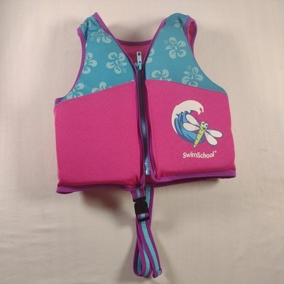 Swim School Trainer Vest, Level 2, Age 4 - 6 Years 50 lb Max pre loved pink blue