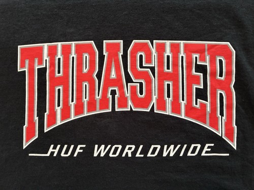HUF x THRASHER MAGAZINE TEE - L - BLACK - S/S T-SHIRT - SKATEBOARDING - Picture 2 of 5