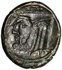 Akarnania, Federal Coinage (Akarnanian Confederacy) AE21 "Athena & Achelöos"