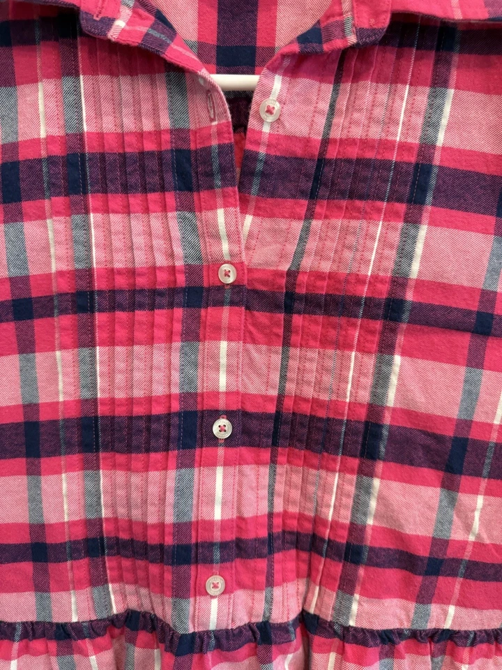 Vestido de manga comprida Vineyard Vines feminino flanela rosa/marinho xadrez tamanho 12 novo sem etiquetas - Imagem 2 de 4