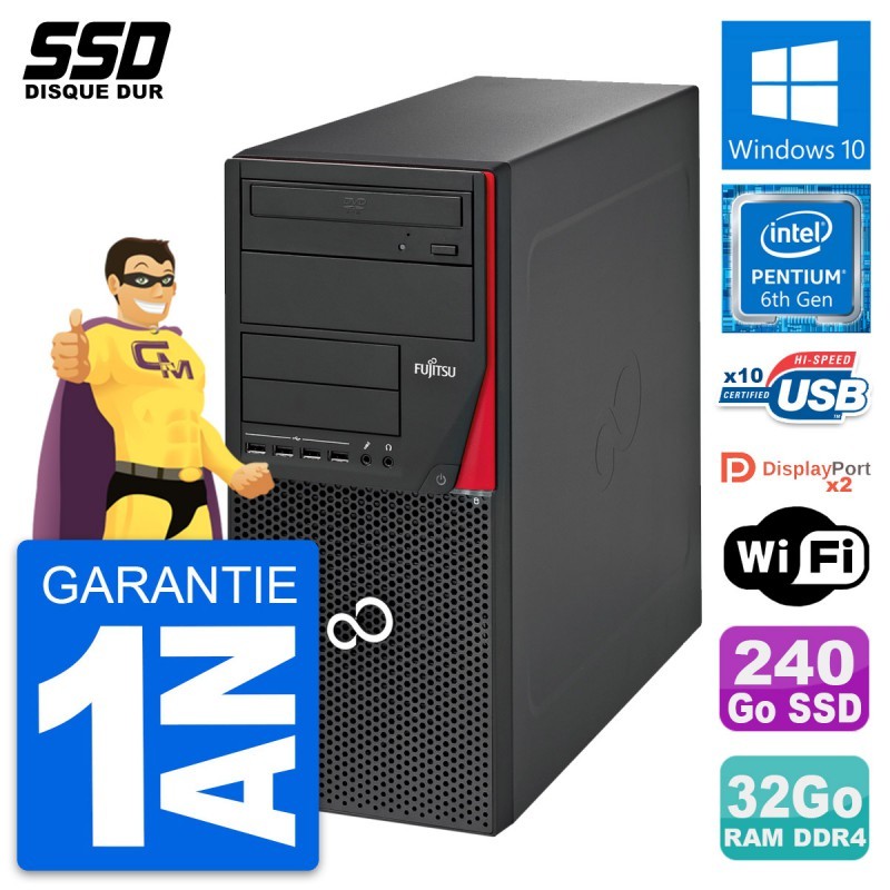PC Tour Fujitsu Esprimo P756 MT Intel G4400 RAM 32Go SSD 240Go Windows 10 Wifi