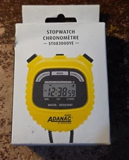 Adanac Digital Stopwatch Timer – Yellow 3-Button Ne