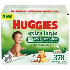 378 Unscented Baby Wipes 9 Flip-Top Packs XL Size