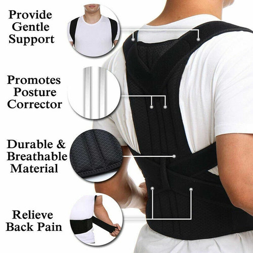 Adjustable Posture Corrector Back Brace Men Women Lumbar Shoulder Support Belt - Picture 5 of 16