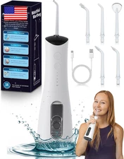 High-Pressure 120PSI Water Dental Flosser with 300Ml Reservoir - Portable Water 