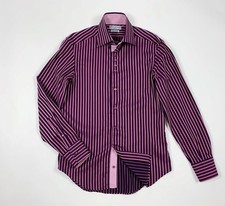 Antica camiceria camicia a righe uomo usato slim fit shirt M 15 1/2 39 T6541