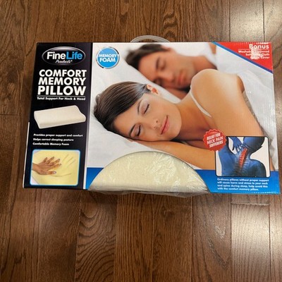 Fine Life Comfort Memory Foam Pillow w/Washable Soft Cloth Pillow Cover -NIB