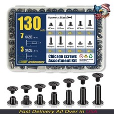 130 Sets Black Chicago Screws Kit M4 M5 Binding Rivets for Leather Belt Book DIY