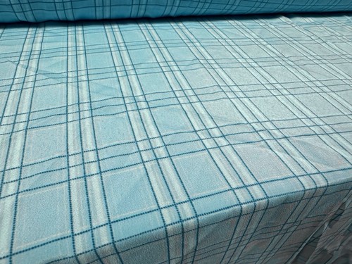 Koshibo Crepe Dress Fabric, Per Metre - Check Print - Aqua - Picture 2 of 3