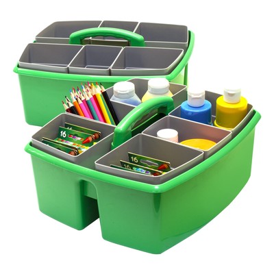Large Classroom Caddy with Cups, 13 x 11 x 6.575 Inches, Green, Case of 2 (00...