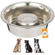 Stainless Steel Slow Feed Dog Bowl for Fast Eating Large Breed, Metal Slow Fe...