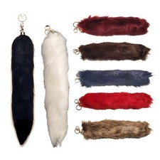 NEW Long Fox Tail Wolf Fur Keychain 13 Inch Faux 7 Colors, Extra Silver Keyring