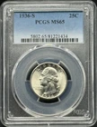 1936 S Washington Silver Quarter PCGS MS-65