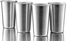 4 Pack Stainless Steel Cups 16oz Pint Cup Tumbler Premium Metal Drinking - Cup